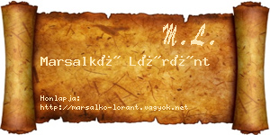 Marsalkó Lóránt névjegykártya